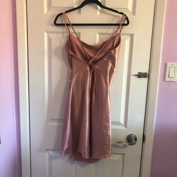 Rose Pink Cowl Neck Wrap Front Dress - Picture 5 of 8